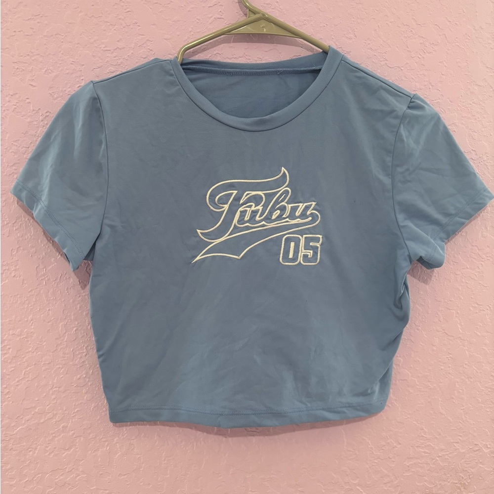 FUBU Women's Light Blue Short Sleeve Tee